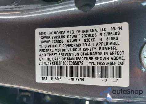 2014 Honda Civic Ex from USA, damaged, VIN 19XFB2F80EE086079